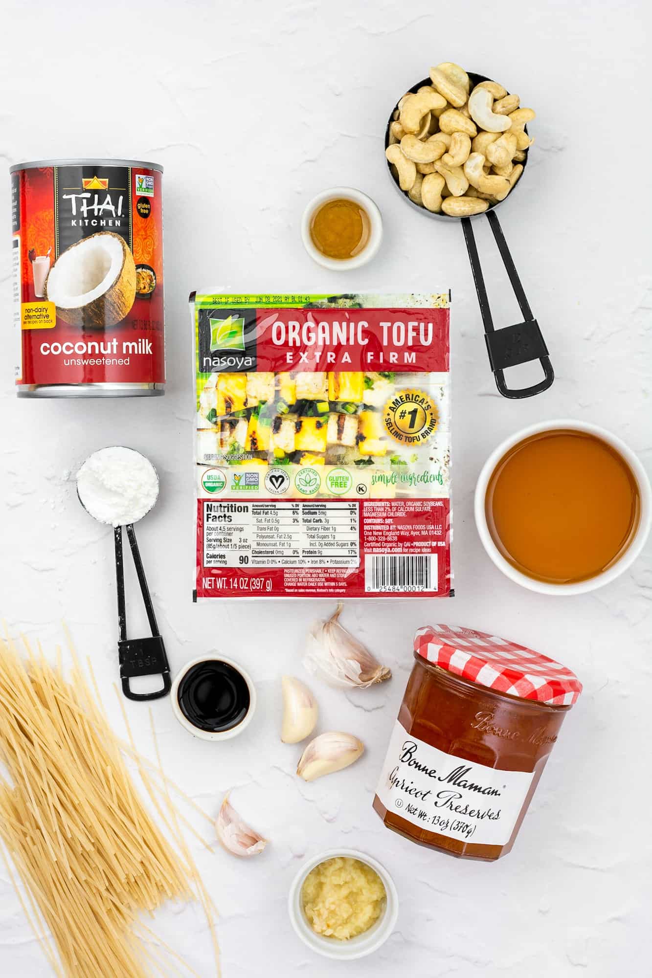 ingredients for Maple-Soy Glazed Cashew Tofu