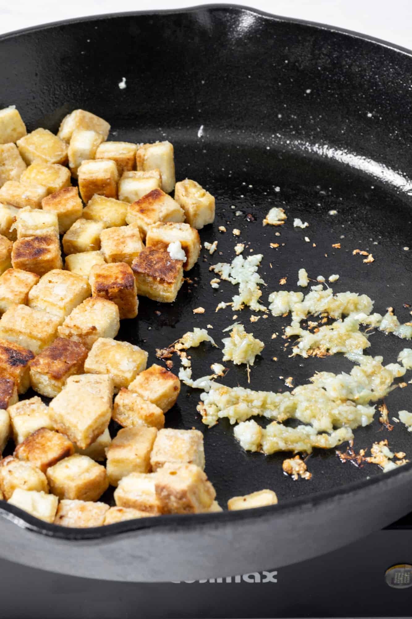 crispy tofu and sauteed garlic