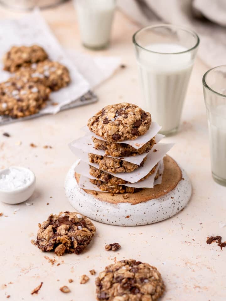 a stack of healthy oatmeal cookies