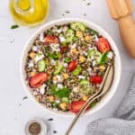 quinoa tabbouleh salad mixed in a bowl
