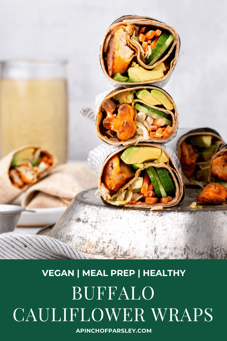 Vegan Buffalo Cauliflower Wraps - Pinch of Parsley