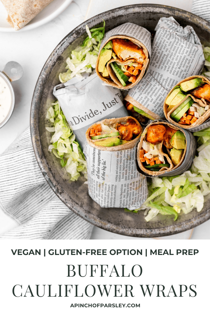 Vegan Buffalo Cauliflower Wraps - Pinch of Parsley