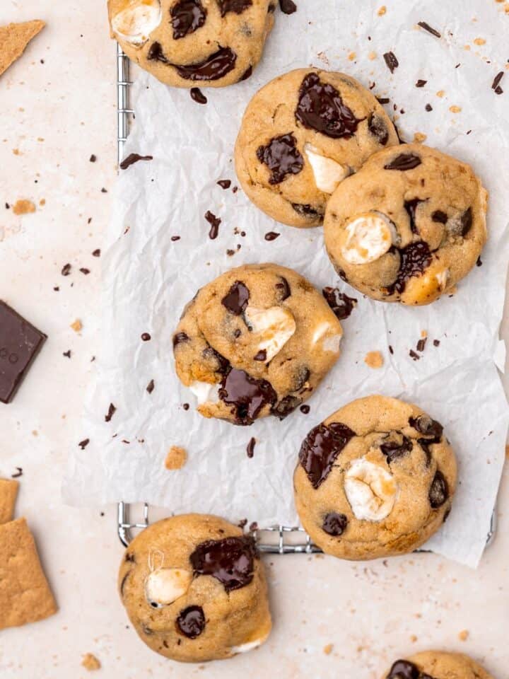 s'more cookies on a cooling rack