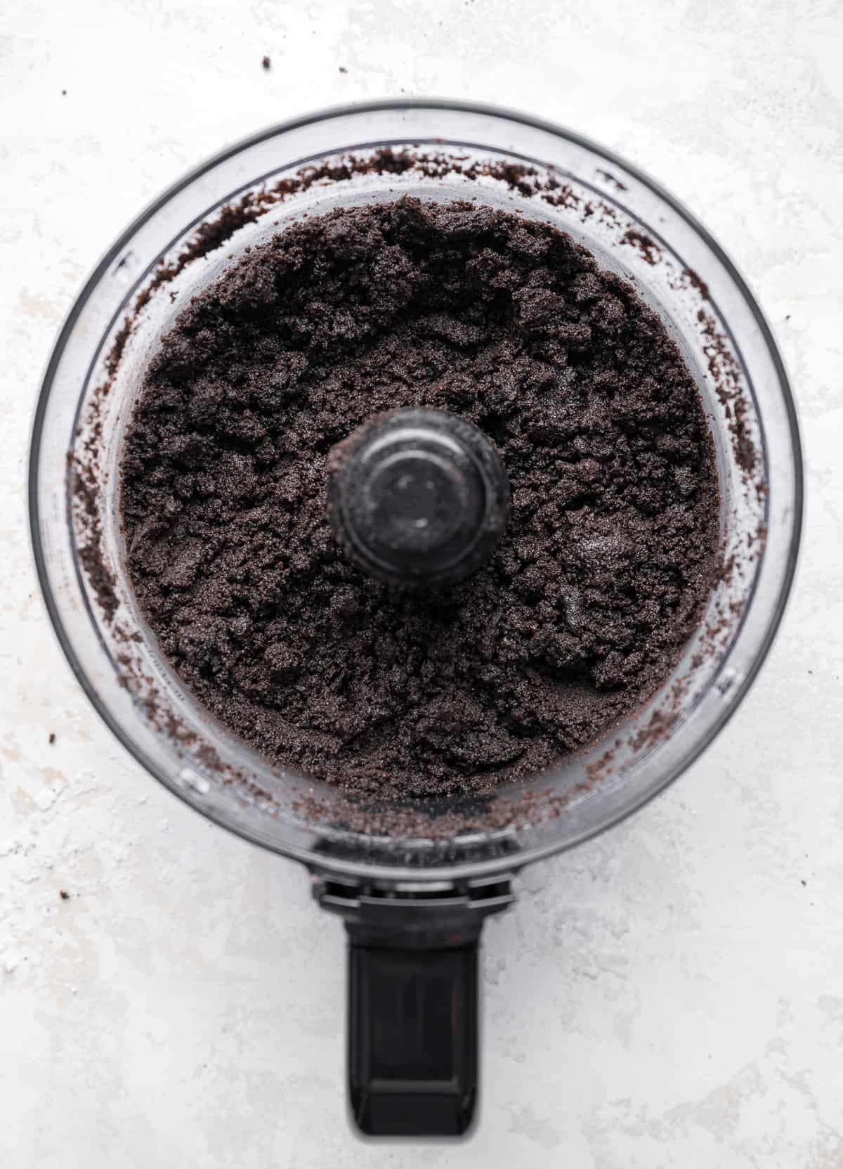 crushed/blended oreos in a food processor