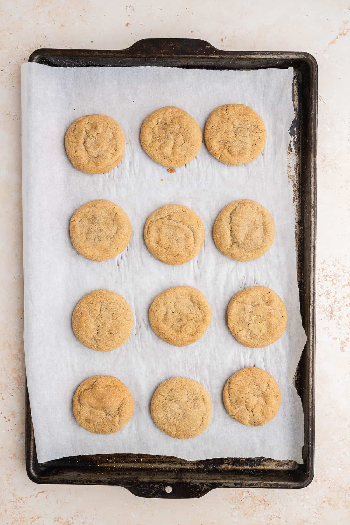 baked chai spiced brown sugar cookies on a baking sheet