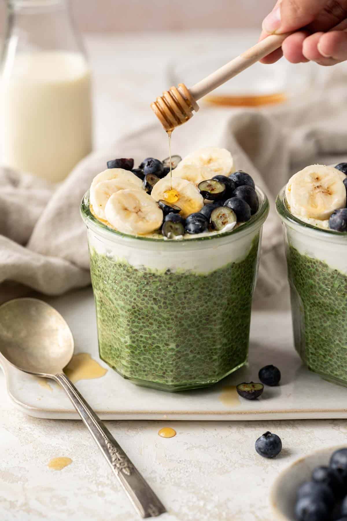 Premium Photo  Chia seed milk pudding and dry seeds in glass jars