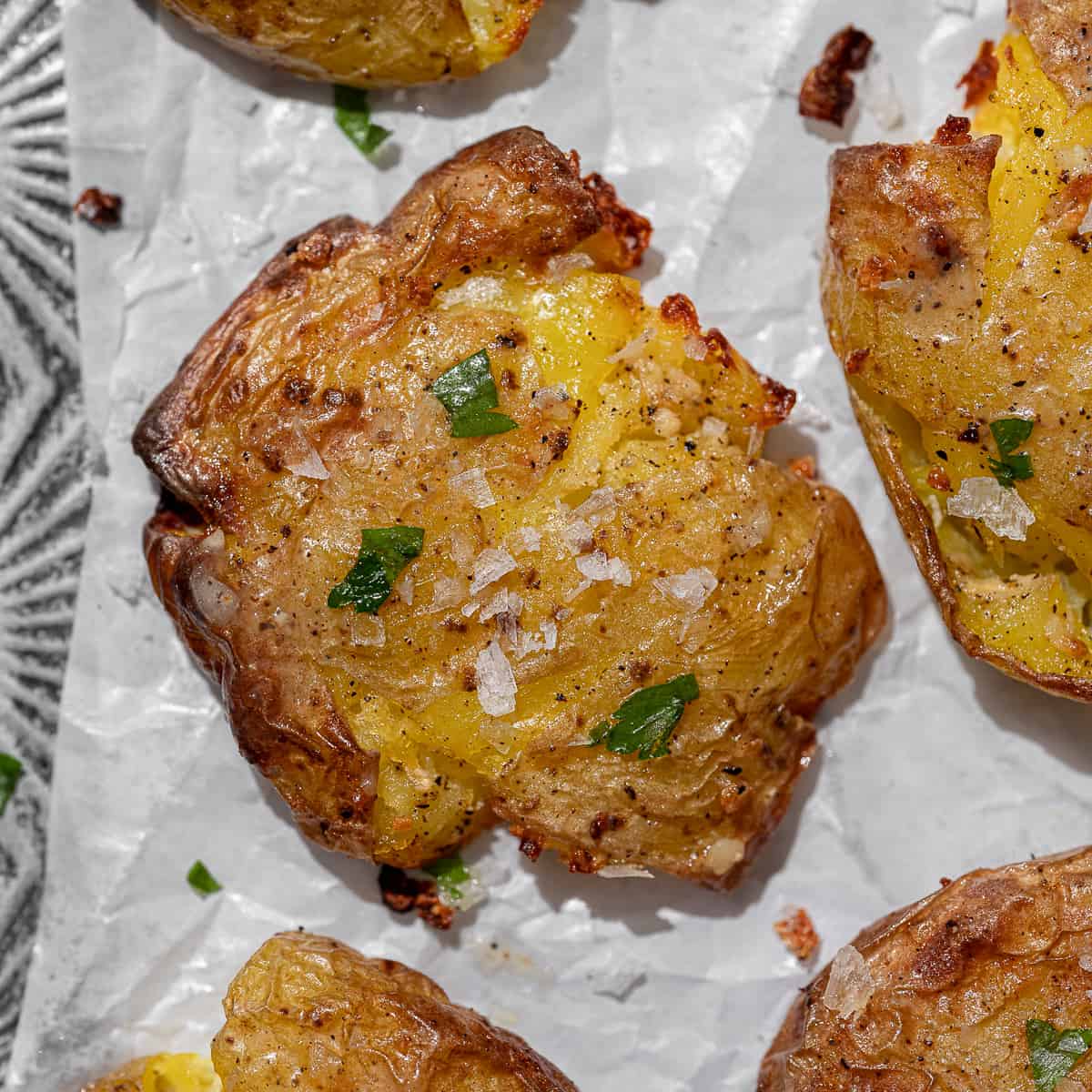 Crisp Smashed Potatoes With Fried Onions and Parsley Recipe - NYT