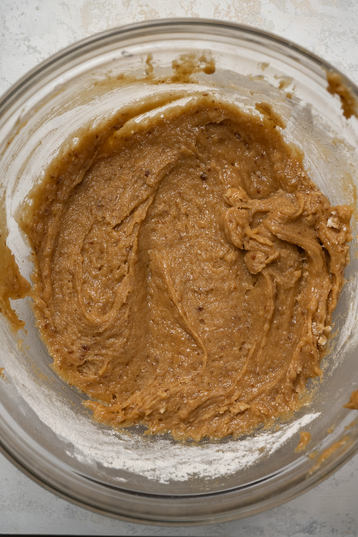 peanut butter cookie dough in a bowl.