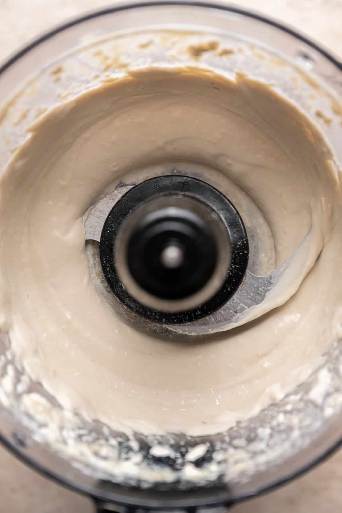 whipped tahini thinned with water in a food processor.